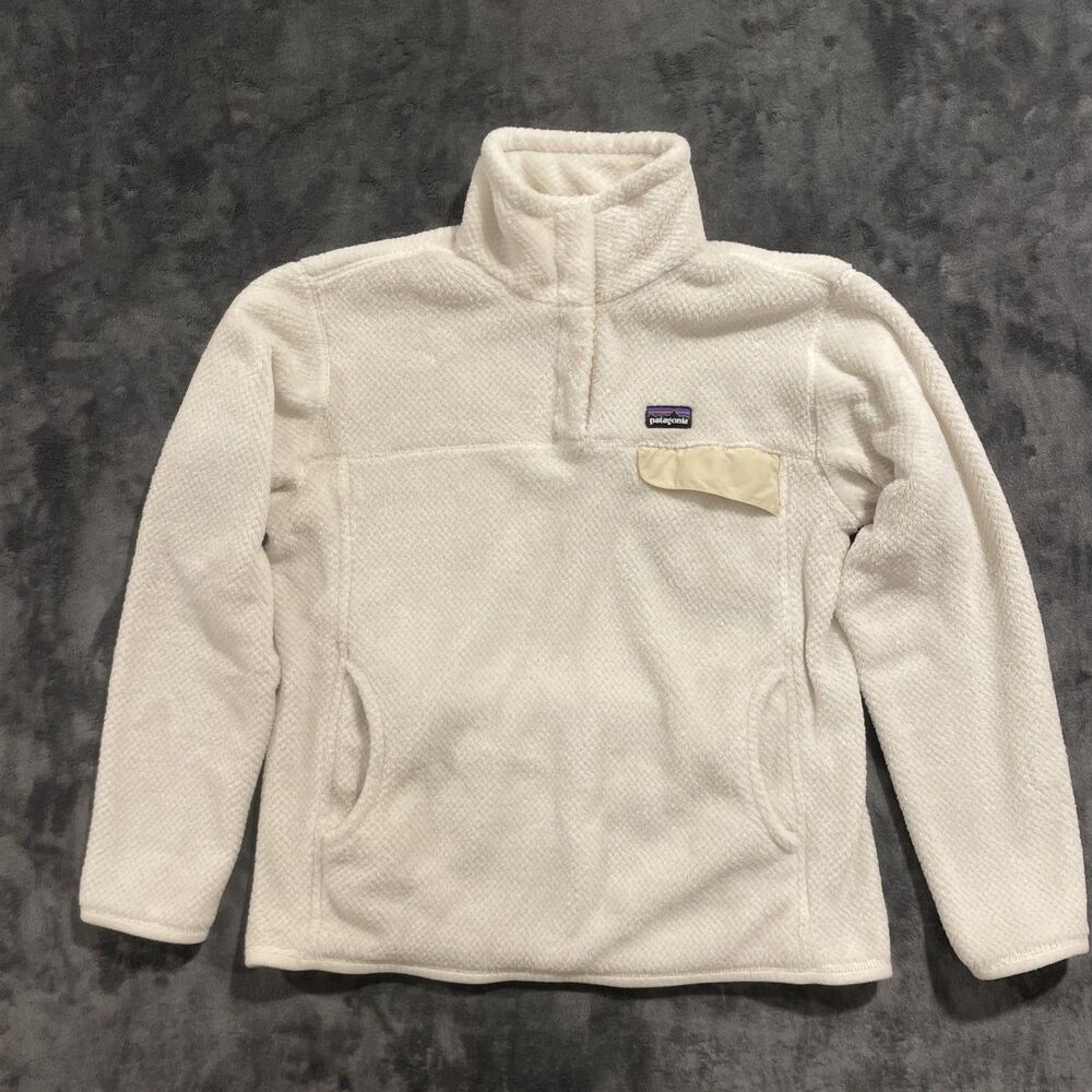 Patagonia Women Re-Tool Snap-T Pullover Large Raw Linen Polartec® Thermal fleece